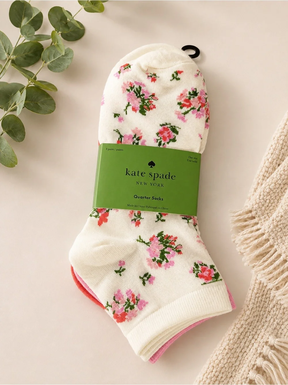kate spade Floral Print Quarter Socks